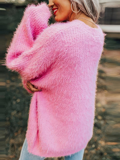 womens-sweaters-pure-round-neck-furry-long-sleeve-sweater