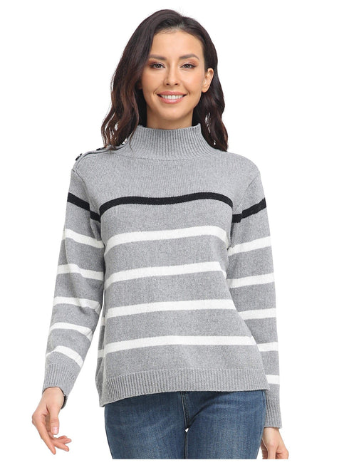 womens-sweaters-striped-high-neck-pullover-sweater