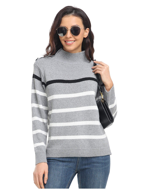 womens-sweaters-striped-high-neck-pullover-sweater
