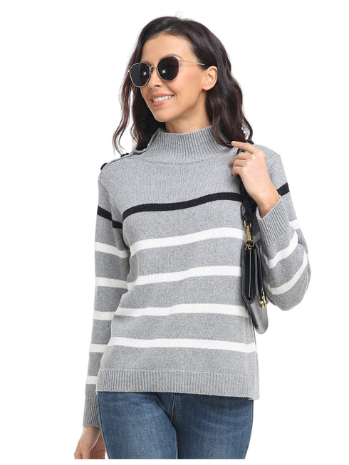 womens-sweaters-striped-high-neck-pullover-sweater