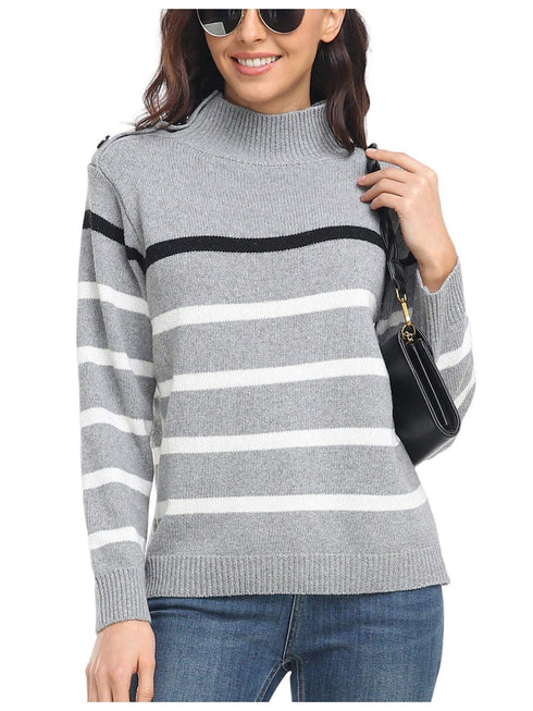 womens-sweaters-striped-high-neck-pullover-sweater