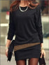 Batwing Style Loose Round Neck Long Sleeve Dress