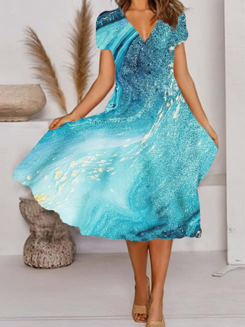 womens-dresses-art-print-v-neck-short-sleeve-dress