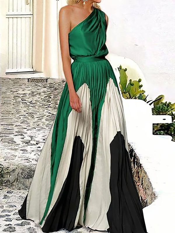 elegant-one-shoulder-colorblock-a-line-prom-dress