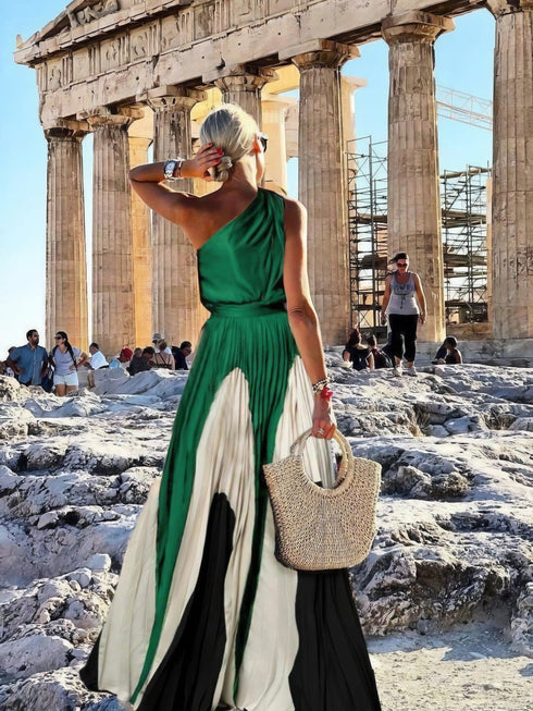 elegant-one-shoulder-colorblock-a-line-prom-dress