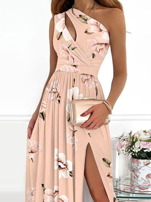 one-shoulder-hollow-high-slit-print-maxi-dress