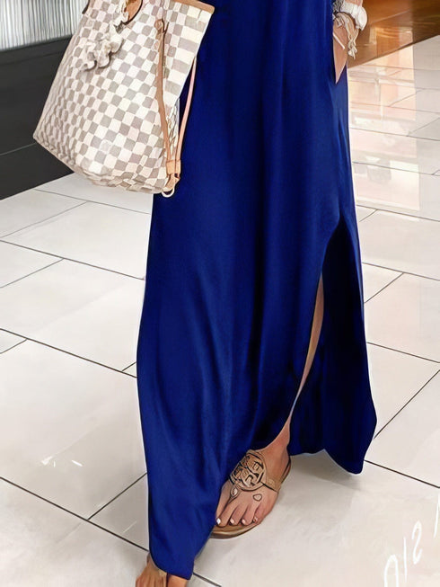 v-neck-short-sleeve-casual-pocket-dress