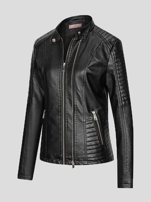 womens-jackets-temperament-slim-zipped-leather-jacket