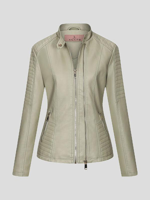 womens-jackets-temperament-slim-zipped-leather-jacket