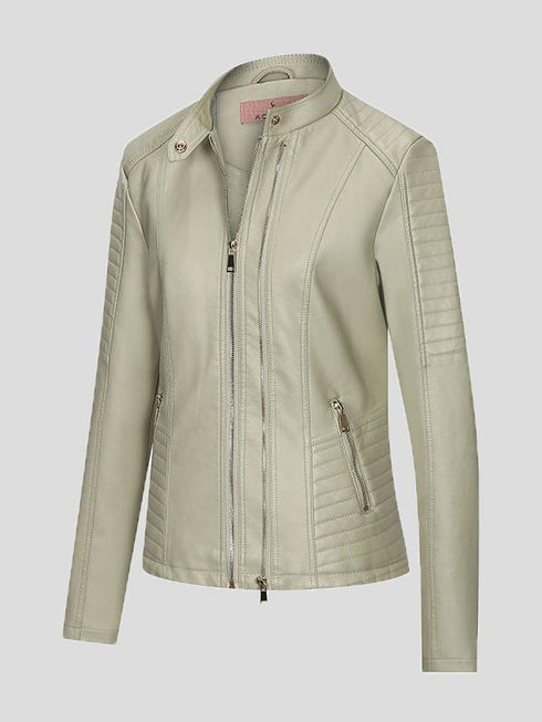 womens-jackets-temperament-slim-zipped-leather-jacket