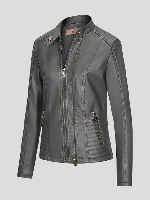 womens-jackets-temperament-slim-zipped-leather-jacket