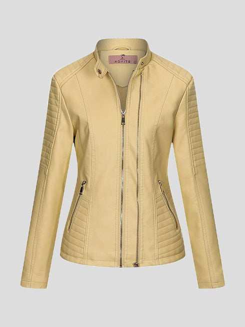 womens-jackets-temperament-slim-zipped-leather-jacket
