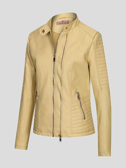 womens-jackets-temperament-slim-zipped-leather-jacket