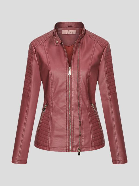 womens-jackets-temperament-slim-zipped-leather-jacket