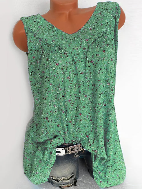 floral-print-v-neck-sleeveless-vest
