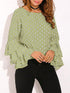 womens-blouses-dot-print-flared-sleeve-chiffon-blouse