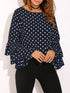 womens-blouses-dot-print-flared-sleeve-chiffon-blouse