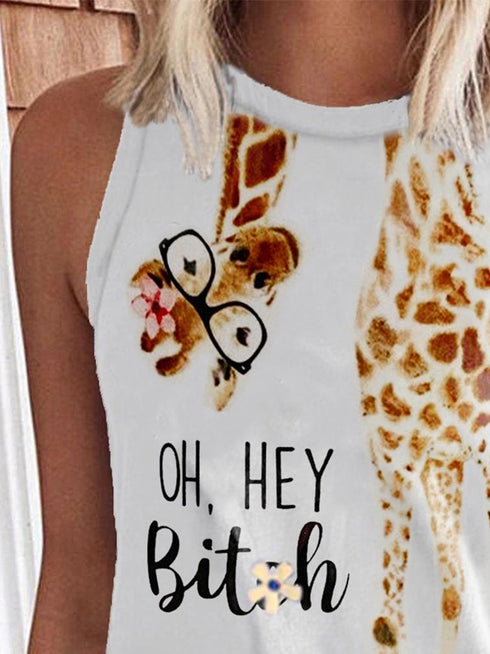 giraffe-glasses-english-printing-round-neck-sleeveless-tank-tops