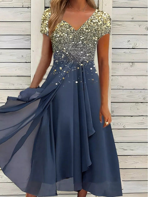 womens-dresses-sparkling-v-neck-irregular-chiffon-dress