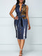 v-neck-high-elastic-leopard-print-stitching-washed-ripped-denim-dress