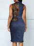 v-neck-high-elastic-leopard-print-stitching-washed-ripped-denim-dress