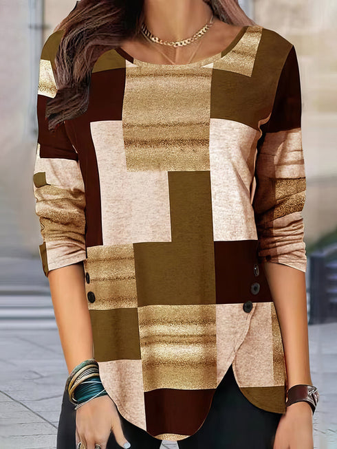 womens-t-shirts-plaid-loose-round-neck-long-sleeve-t-shirt