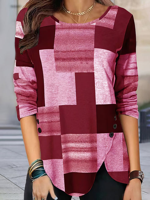 womens-t-shirts-plaid-loose-round-neck-long-sleeve-t-shirt