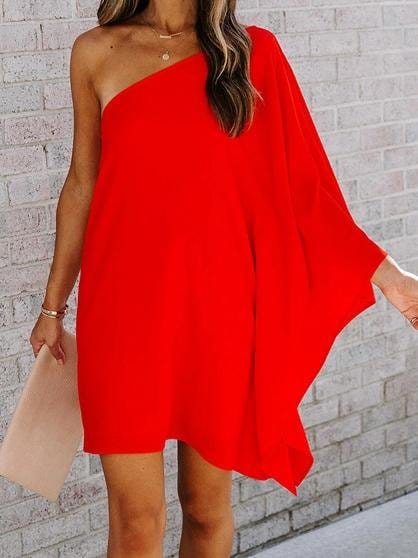 loose-sloping-shoulder-solid-mini-dress