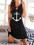 anchor-print-v-neck-sleeveless-dress