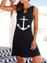 anchor-print-v-neck-sleeveless-dress
