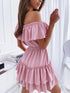 one-neck-off-shoulder-ruffled-dress