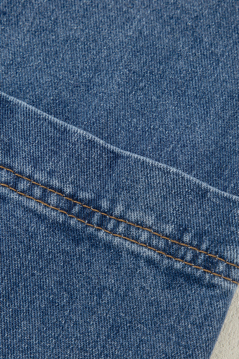 vintage-ripped-raw-hem-flap-pockets-long-sleeve-denim-jacket