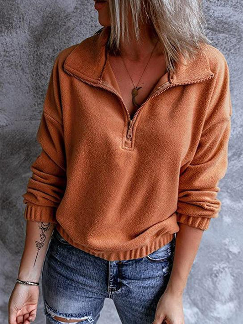 womens-hoodies-polar-fleece-stand-collar-zipper-long-sleeves-hoodie