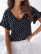 dot-print-short-sleeve-v-neck-t-shirt