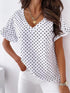 dot-print-short-sleeve-v-neck-t-shirt