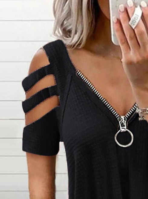 cold-shoulder-cutout-sleeve-zip-front-top
