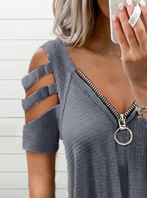 cold-shoulder-cutout-sleeve-zip-front-top