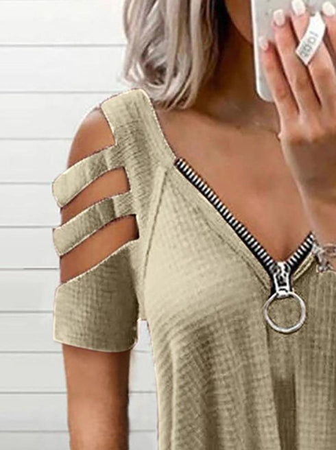 cold-shoulder-cutout-sleeve-zip-front-top