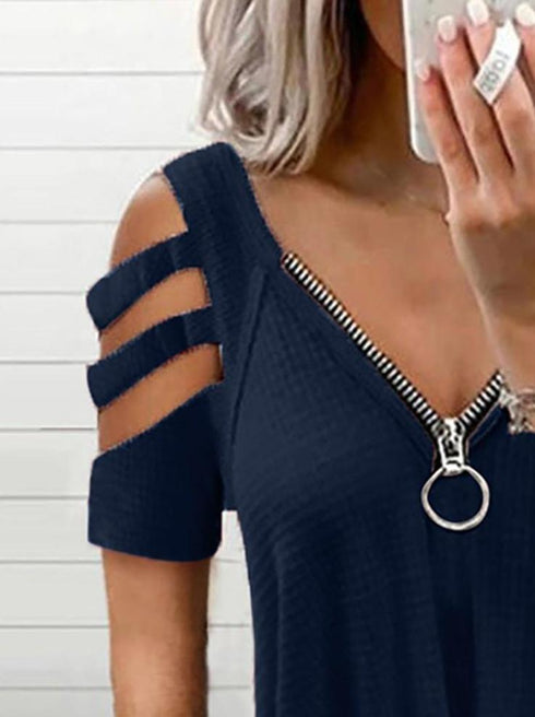 cold-shoulder-cutout-sleeve-zip-front-top