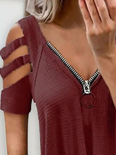 cold-shoulder-cutout-sleeve-zip-front-top