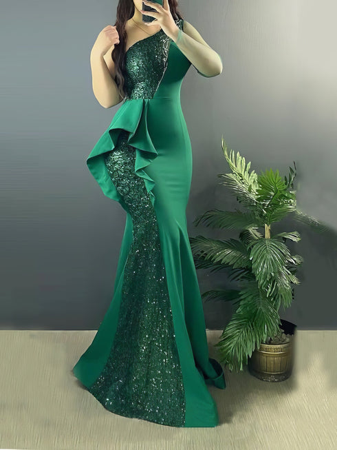 womens-dresses-one-shoulder-sequin-panel-ruffle-dress