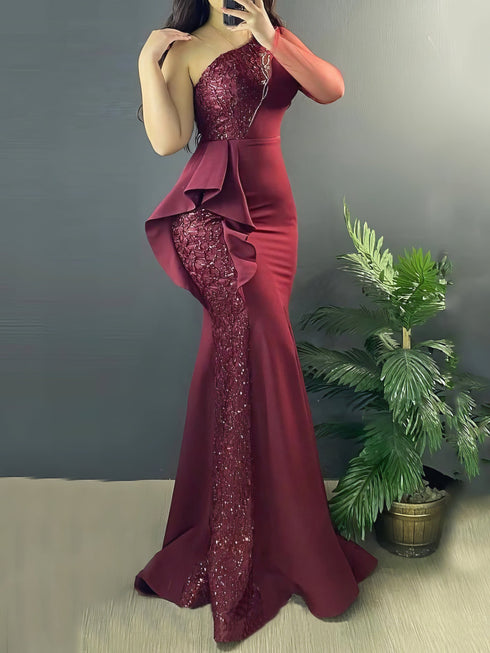 womens-dresses-one-shoulder-sequin-panel-ruffle-dress