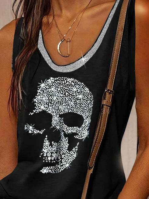 skull-print-round-neck-loose-sleeveless-t-shirt