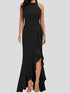 womens-dresses-turtleneck-sleeveless-ruffle-slit-dress