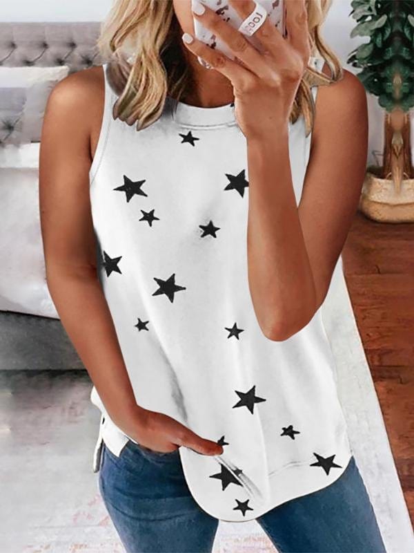star-print-sleeveless-pullover-racer-top
