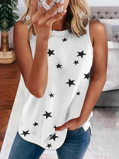 star-print-sleeveless-pullover-racer-top