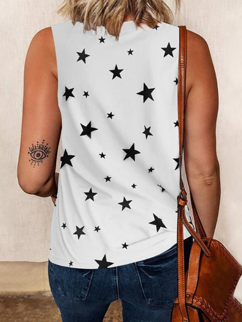 star-print-sleeveless-pullover-racer-top