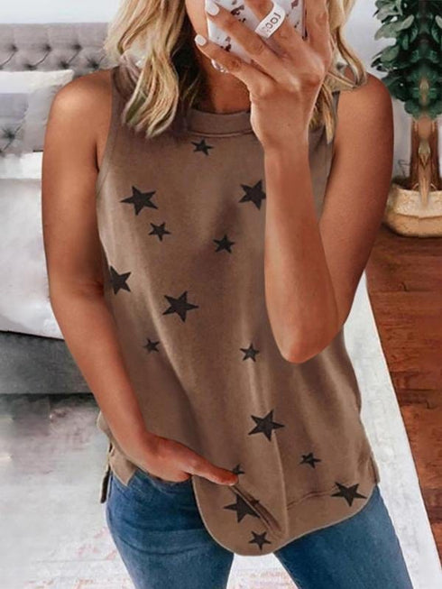 star-print-sleeveless-pullover-racer-top