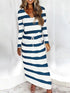 v-neck-loose-striped-print-long-sleeved-dress