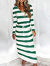 v-neck-loose-striped-print-long-sleeved-dress